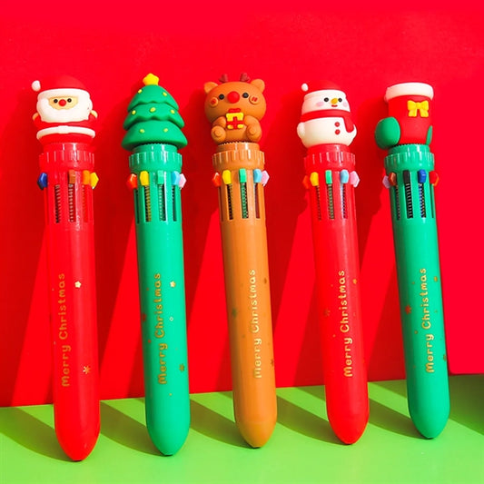 10 Colors Christmas Press Ballpoint Pen