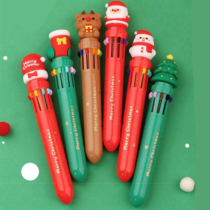 10 Colors Christmas Press Ballpoint Pen