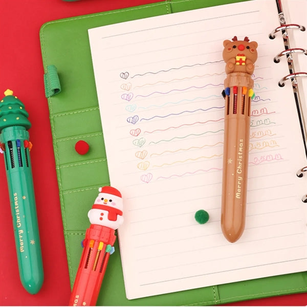 10 Colors Christmas Press Ballpoint Pen