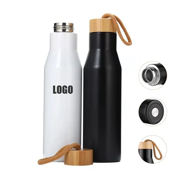 17oz Double Wall Sport Bottle With Bamboo Lid