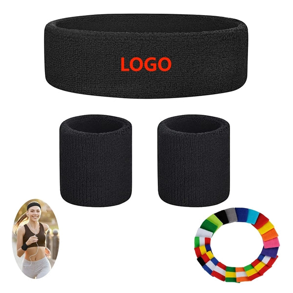100% Cotton Breathable Wristbands And Headband Set