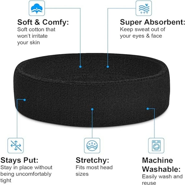 100% Cotton Breathable Wristbands And Headband Set