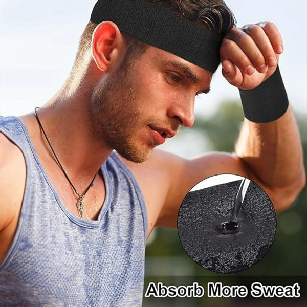 100% Cotton Breathable Wristbands And Headband Set