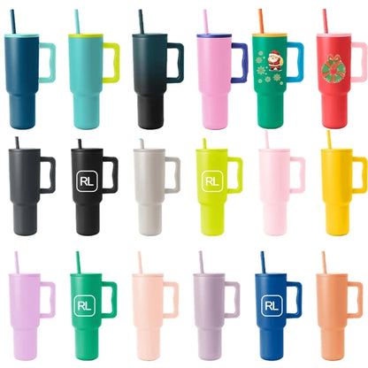 40oz Stainless Steel Insulated Tumbler w/ Handle and Straw