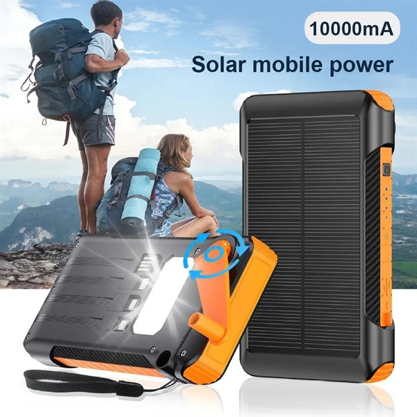 Hand Crank Solar LED Powerbank Charger with cables 10000mA