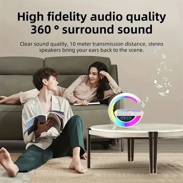 LED Light Wireless Charger Station with Speaker Alarm Clock