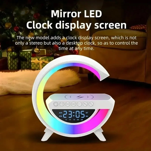 LED Light Wireless Charger Station with Speaker Alarm Clock