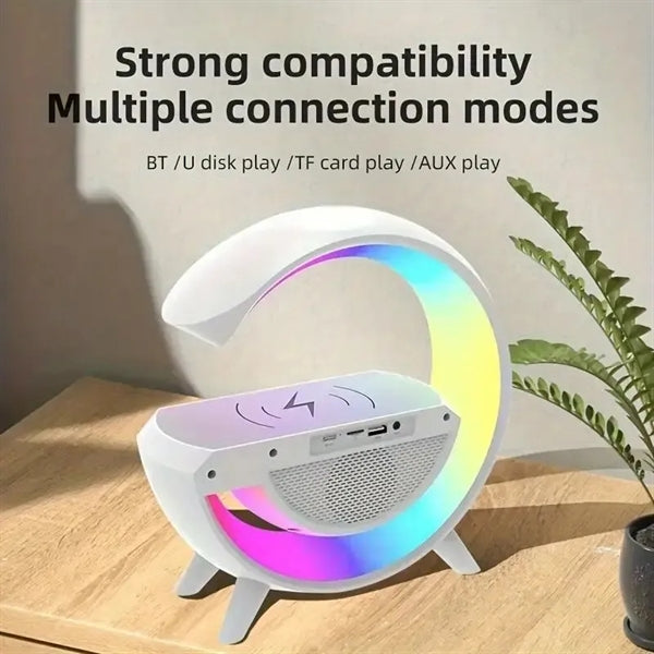 LED Light Wireless Charger Station with Speaker Alarm Clock