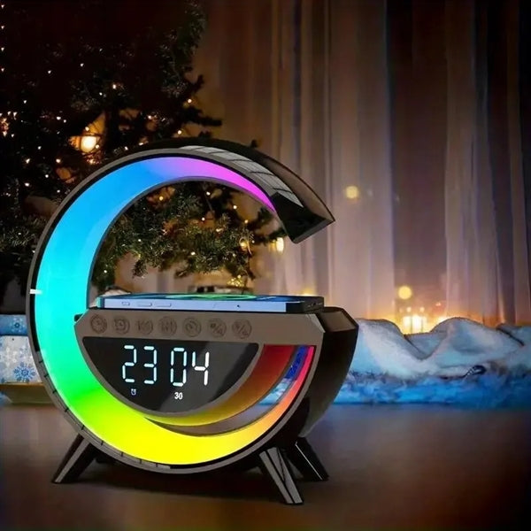 LED Light Wireless Charger Station with Speaker Alarm Clock