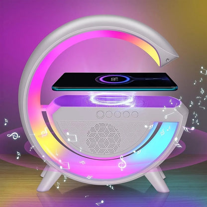 LED Light Wireless Charger Station with Speaker Alarm Clock