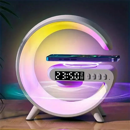 LED Light Wireless Charger Station with Speaker Alarm Clock