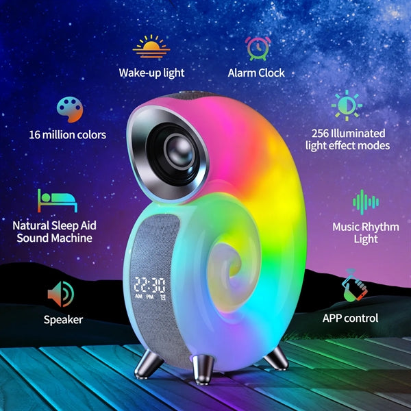 Conch Bluetooth Speaker with Led Light 16M APP Lamp Clock