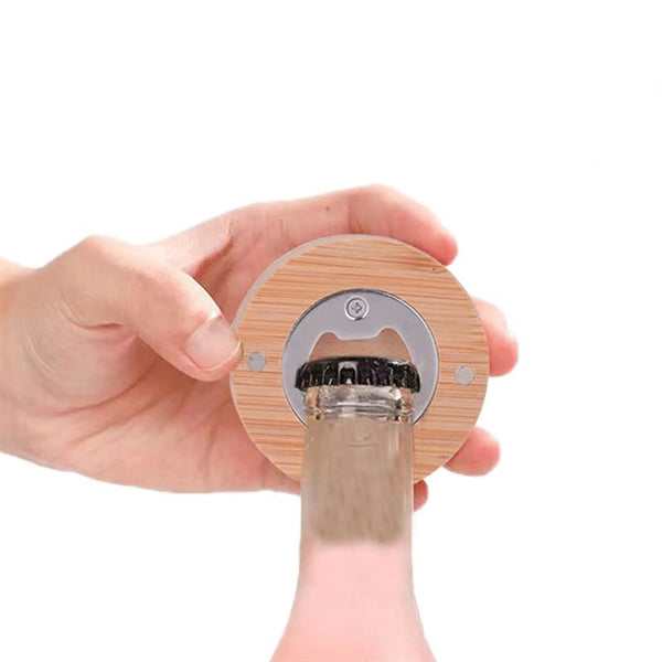 Round Wooden Bottle Opener Coaster