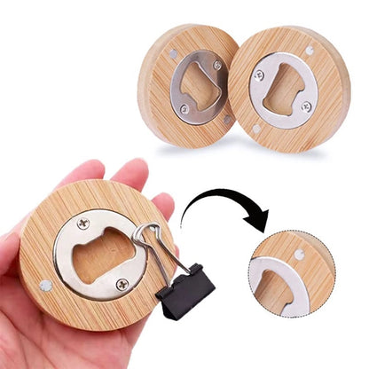 Round Wooden Bottle Opener Coaster