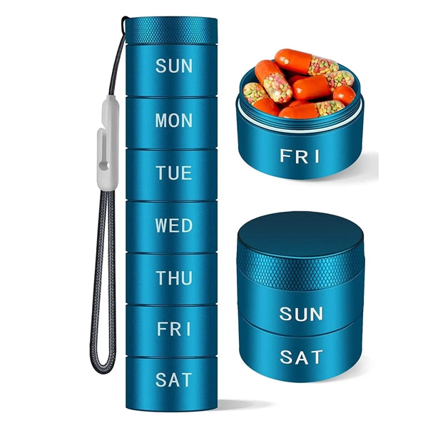 Metal Organizer Travel Pill Box Stackable 7 Day