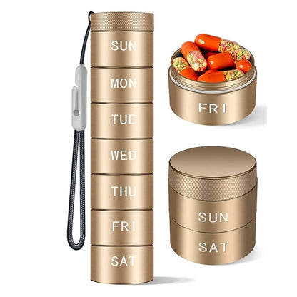 Metal Organizer Travel Pill Box Stackable 7 Day