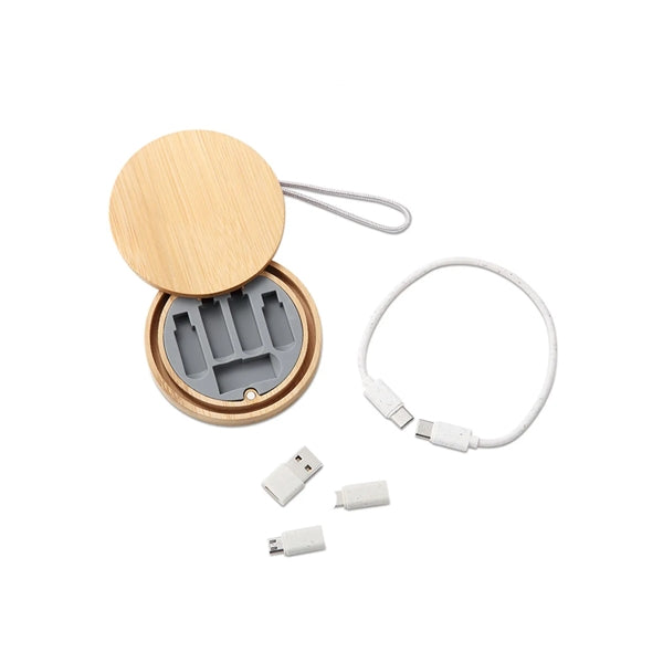 Data Cable Adapter Set with Bamboo Box