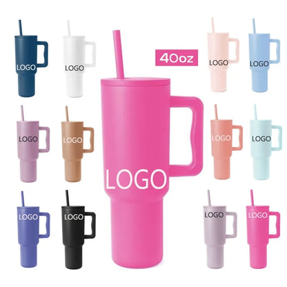40oz Large Stainless Steel Tumbler with Handle and Straw