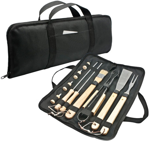 11pc BBQ Tool Set w/ Utensils & Carrying Case for Outdoors