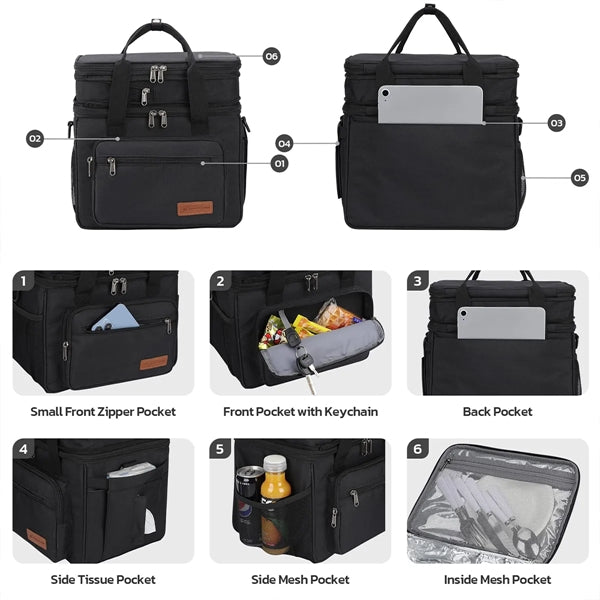 Large Capacity Portable Insulated Lunch Bag