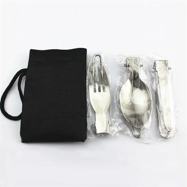 Foldable Travel 3-in-1 Utensils Set Spoon, Fork&Knife