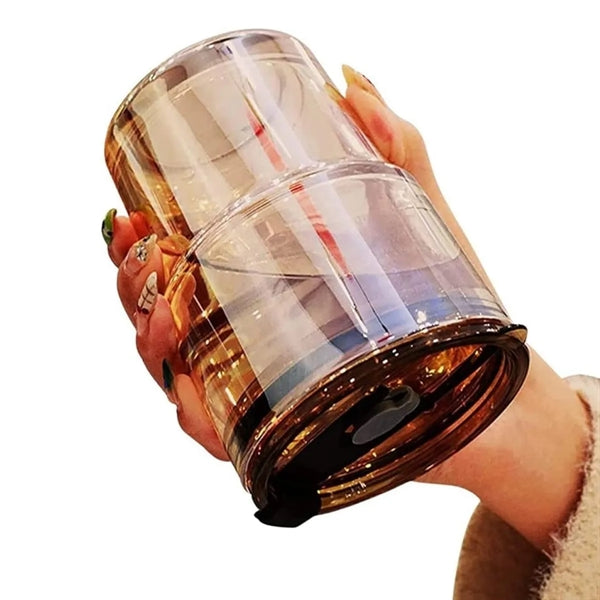 Glass Tumbler With Drinking Straw and Lid