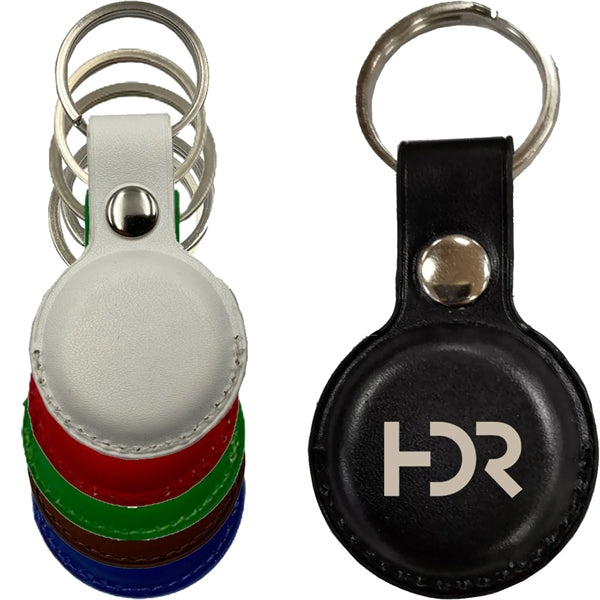 Leather Tag Holder w/ Snap Button & Keyring Custom Logo
