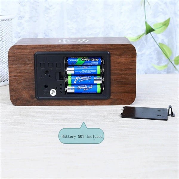 Wooden Wireless Charger Alarm Clock
