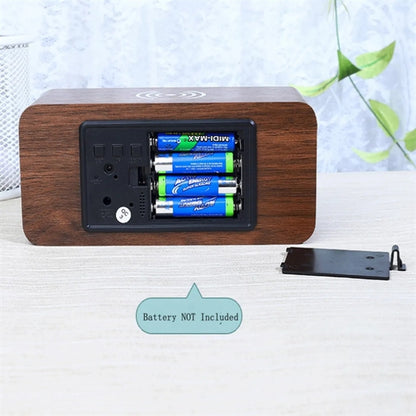 Wooden Wireless Charger Alarm Clock