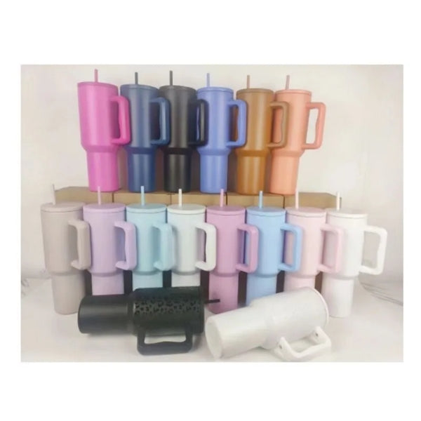Insulated Stainless Steel 40oz Tumbler with Handle and Straw