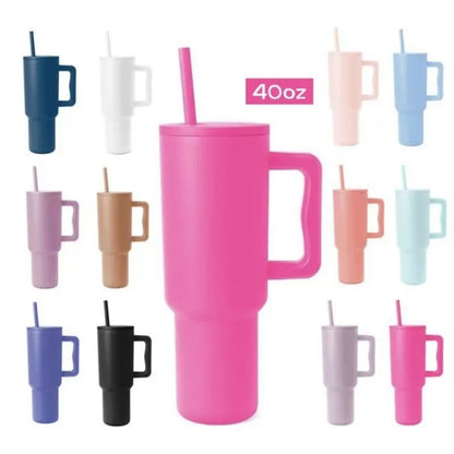 Insulated Stainless Steel 40oz Tumbler with Handle and Straw
