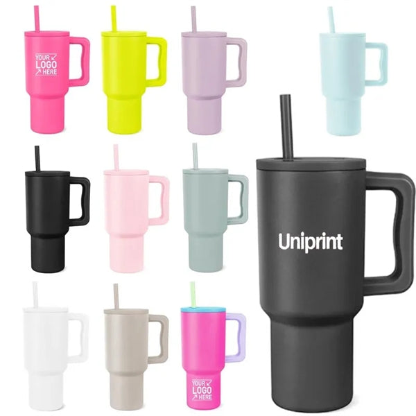 Insulated Stainless Steel 40oz Tumbler with Handle and Straw