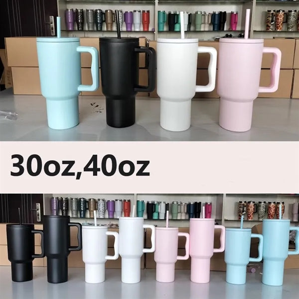 Insulated Stainless Steel 40oz Tumbler with Handle and Straw