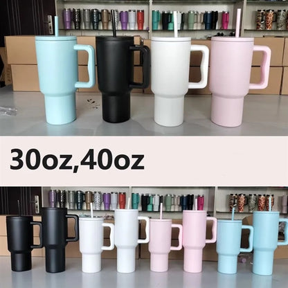 Insulated Stainless Steel 40oz Tumbler with Handle and Straw