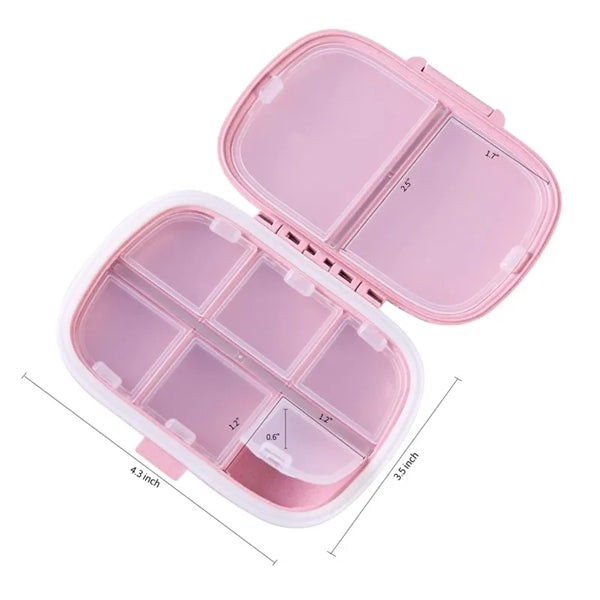 Portable 8 Compartments PP Material Pill Dispenser