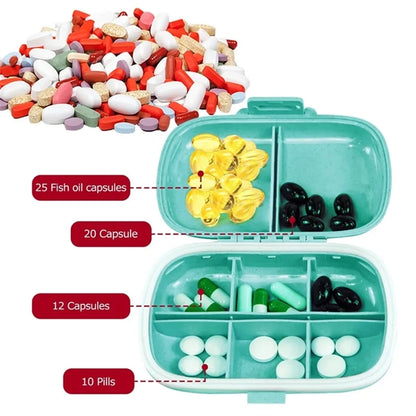 Portable 8 Compartments PP Material Pill Dispenser