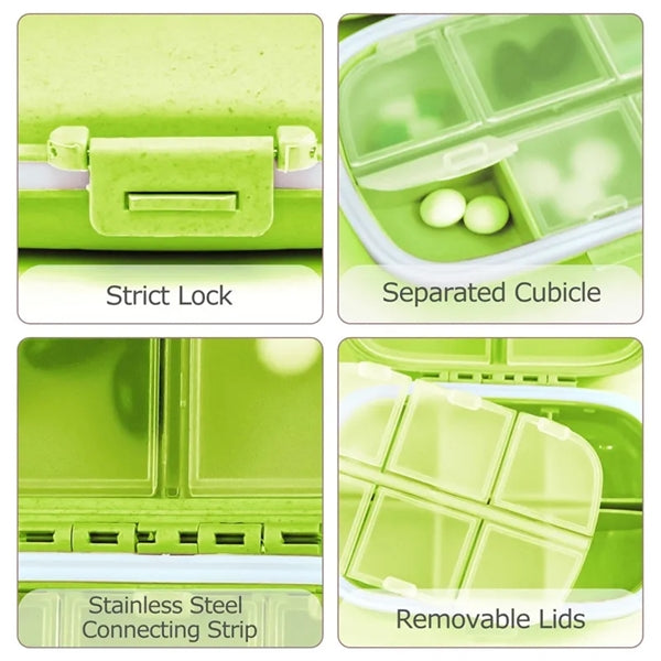 Portable 8 Compartments PP Material Pill Dispenser