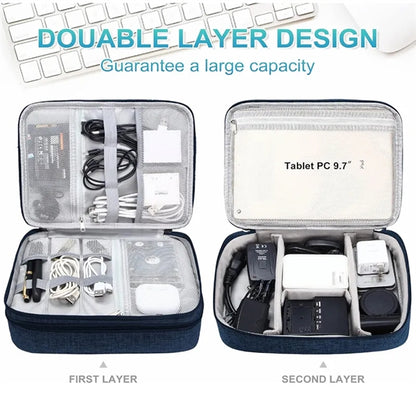 Double Layers Electronics Travel Organizer