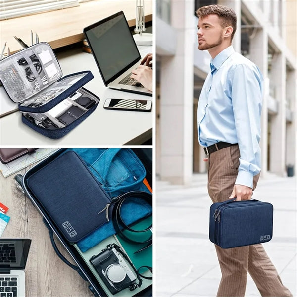 Double Layers Electronics Travel Organizer