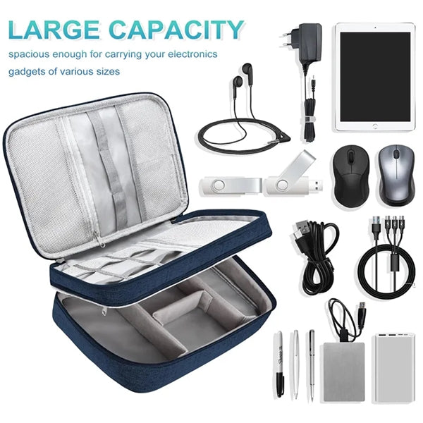 Double Layers Electronics Travel Organizer