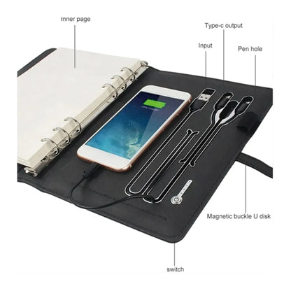 Multifunctional A5 Leather Wireless Charging Notebook
