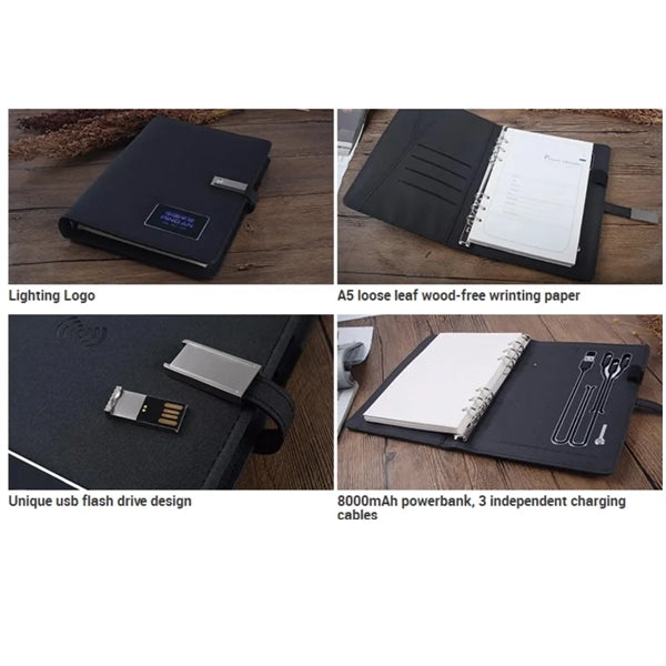 Multifunctional A5 Leather Wireless Charging Notebook