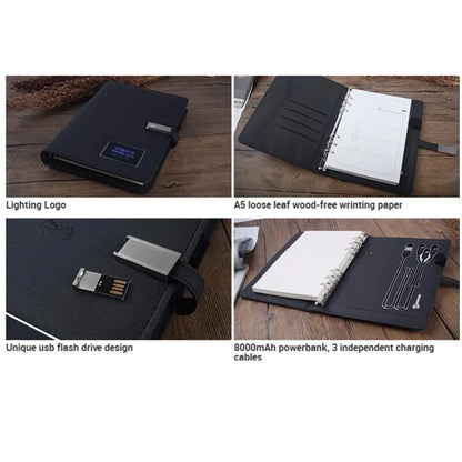 Multifunctional A5 Leather Wireless Charging Notebook