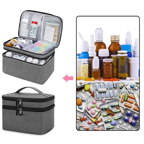 Empty Medicine Travel Storage Pill Bottle Organizer Bag