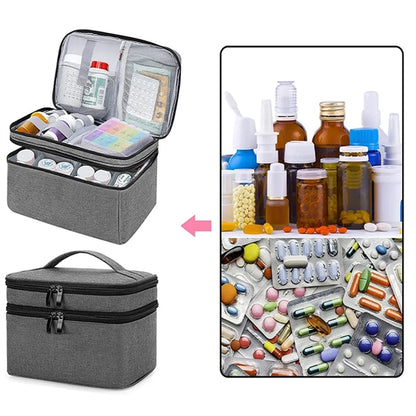 Empty Medicine Travel Storage Pill Bottle Organizer Bag
