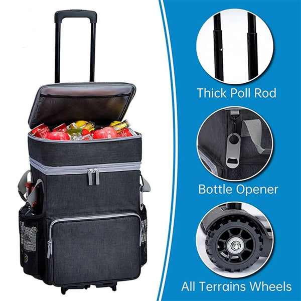 72 Can Large Rolling Cooler Bag with Wheels and Handle