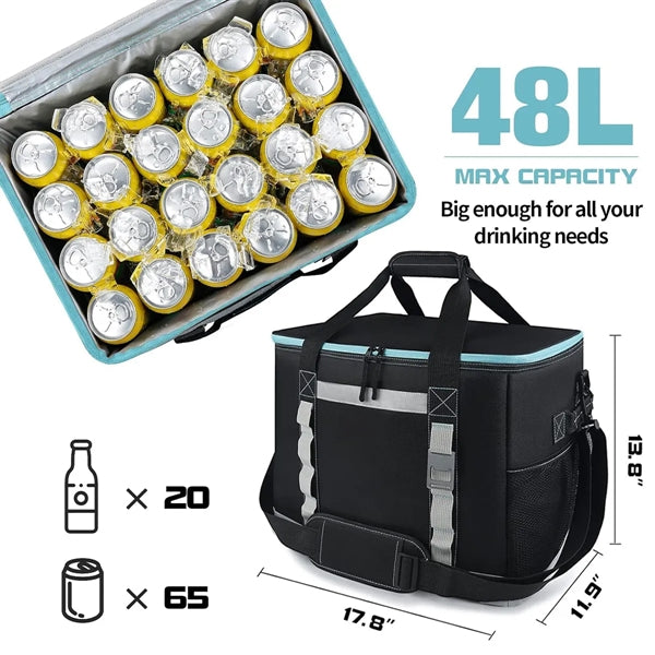 48L Large Soft Sided 65 Cooler Can Insulated Bag with Strap