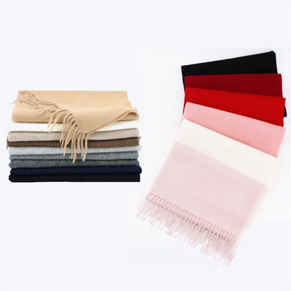 Women's Pure Color 100% Wool Scarf Pashmina Shawl