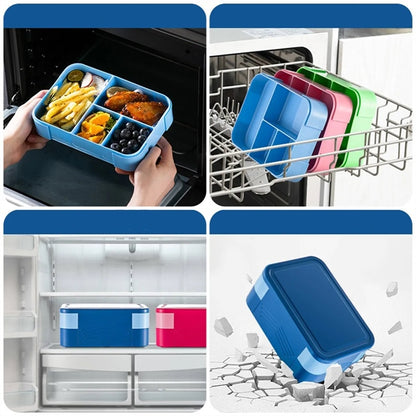Double Stackable Sauce Bento Box with Cutlery