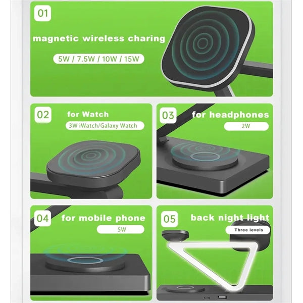 5 in 1 Fast Wireless Charger Stand Magnetic Charging Station